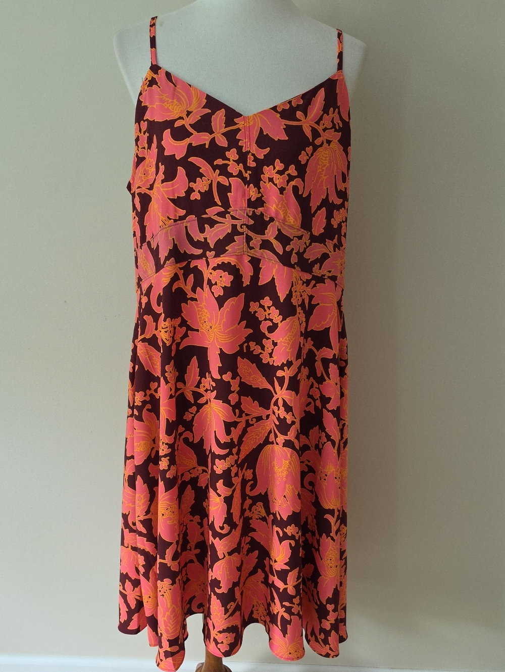 Loft Stylish Pink & Burgundy Floral Slip Dress